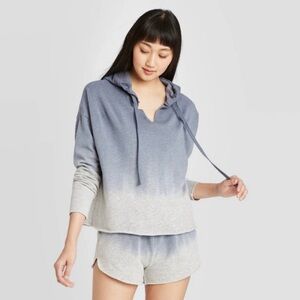 ❤️COLSIE❤️Blue & Gray Ombré Crop Hooded Sweatshirt